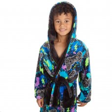 18C752: Older Boys All Over Gaming Plush Dressing Gown (7-13 Years)